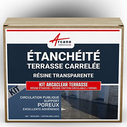 Étanchéité transparente terrasse carrelée, résine produit translucide, carrelage, balcon - 10 m², circulation publique support non poreux Finition Mate - ARCANE INDUSTRIES