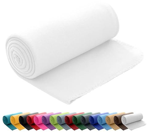 wometo Couverture Polaire oekoTex 130x160 cm env. 400g avec Anti-Boulochage et Bord ourlé Blanc