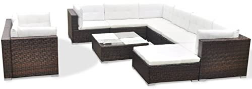 vidaXL Set Divani da Giardino 6 pz Elegante Comodo Robusto Sofa con Tavolino Sedie Poggiapiedi con Cuscini Ecologico in Polyrattan Marrone