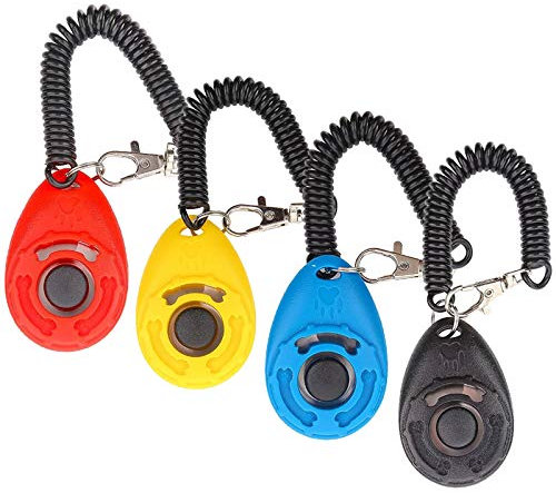 Diyife Hunde Clicker, 4 Stück Trainings-Clicker mit Handschlaufe, Klicker mit Großem Knopf, Hundeerziehung und Hundetraining, für Hund, Katze, Pferd (Multi-Color)