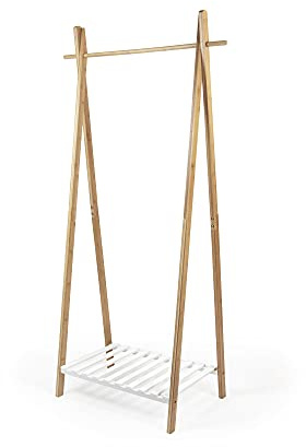 Compactor NAGANO Kleiderständer XL - NATUR Bamboo, 80x44x160 cm, Mehrzweck-Eingangs Möbel