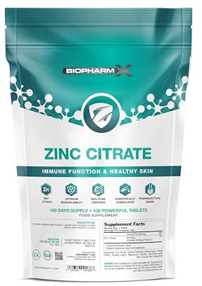 Zinc Citrate (100% Pure Certified/Maximum Strength 50mg Tablets x 100 (1 Per Day)