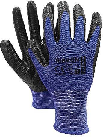 Reis Ribbon_Nb7 Schutzhandschuhe, Blau-Schwarz, 7 Größe, 12 Stück