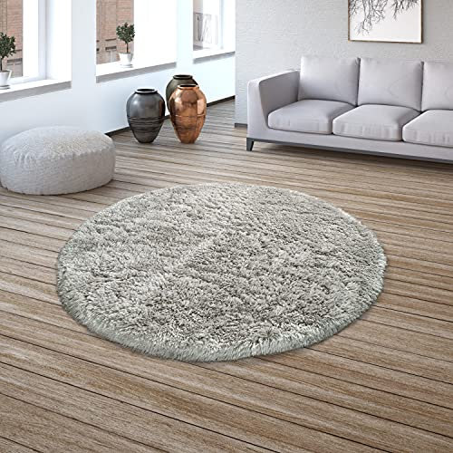 TT Home Wohnzimmer Hochflor Teppich Shaggy Sehr Soft Und Weich Unifarben, In Grau, Größe:140x200 cm