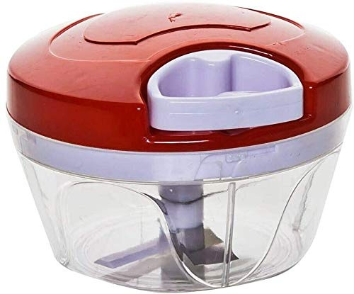 TMKMO Zwiebelschneider, 500ml Zwiebelschneider Gemüseschneider,Zwiebel Zerkleinerer Mit 3 Klingen Küche Manuell Multizerkleinerer Zwiebelhacker für Salat Fleisch Knoblauch Nüsse Obst Kraut (Rot)
