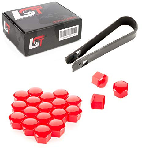 LST 20x Sechskant Radschraubenkappen Abdeckkappen Set 17 mm Rot glänzend