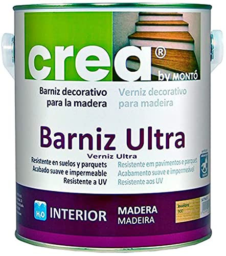 Barniz Crea Ultra Incoloro, mate, satinado o brillo. Para parquet, mobiliario, puertas o ventanas (Brillo, 500ml)