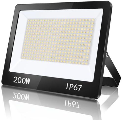 TASINUO Focos LED Exterior 200W 20000LM 6500K Luces LED Exterior 1 Piezas | 6500K Super Brillante Blanco Frío Luz LED Exterior, IP67 Impermeable Potente Lampara LED para Jardín, Terraza, Garaje, Taller