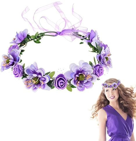 Sposa Fiore Ghirlanda Fascia, Ghirlanda Copricapo, Capelli per Festa Nozze Donna con Regolabile, per Fotografia di Viaggi in Luna Miele, Cerimonia di Matrimonio Nuziale (Viola)
