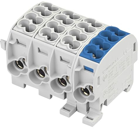 grenda-hammer® | VDE Hauptleitungsabzweigklemmen HLAK in 1- bis 5-poliger schmaler Ausführung mit nur 17,8mm Modulbreite je Pol (4-polig | 3x grau/blau)