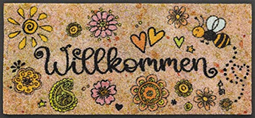 wash+dry Fußmatte, Bring Glück herein 35x75cm, innen und außen, waschbar