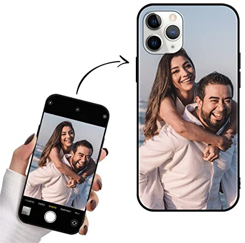 Yoedge Personalisierte Handyhülle für Apple iPhone 11 Pro Hülle Selbst Gestalten mit Eigenem Foto Bild Text Personalisiert Case Individuelle Geschenk Schutzhülle Schwarz Cover für iPhone 11 Pro 5,8