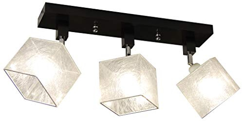 alfalux Deckenlampe Mit 3 Lampenschirmen LED Deckenleuchte Leuchte Lampe Wohnzimmerlampe Schlafzimmerlampe Holz Wohnzimmer Schlafzimmer Deckenleuchten Drehbar Schwenkbar Silbern PVC LLS315DPR