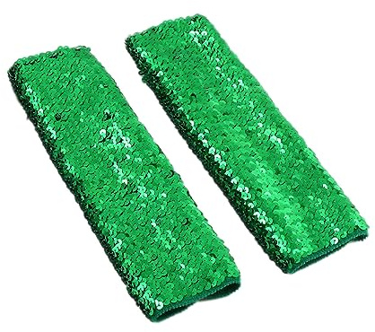 Fingerlose Pailletten Handschuhe,Halbfingerhandschuhe mit Pailletten,Arm Warmers Long Stulpen Handschuhe,für Maskeradepartys Halloween Cosplay Accessoires Opernaufführungen,Grün,9×28cm