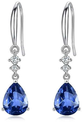 Sterling Silver Dangle Earrings for Women, Hypoallergenic Silver Drop Earring with Cubic Zirconia Teardrop Drop CZ Hook Earring Jewellery Gifts for Her Girls