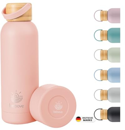beloove™ Trinkflasche Edelstahl BPA-frei - Doppelwandige Thermosflasche, auslaufsicher, Trinkflasche Kohlensäure geeignet, kratzfest pulverbeschichtet - 500 ml, 750 ml Wasserflasche Thermosflasche