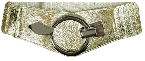 Glamexx24 Elastischer Damen Taillengürtel gürtel 6cm breiter Hüftgürtel mit silberner Ring