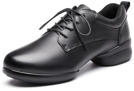 Chaussures De Danse De Salon pour Hommes, Chaussures De Caractère en Cuir Tango Salsa Chaussures Respirantes À Lacets pour Hommes,Noir,45 EU