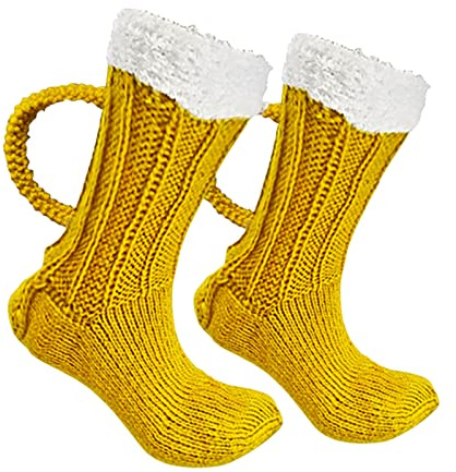Youany Bierkrug Socken, Bier Socken Mit Henkel, Lustige Socken Herren Damen Stricksocken Winter Dicke Warme Socken, Cotton Socks for Beer, Wine Lovers
