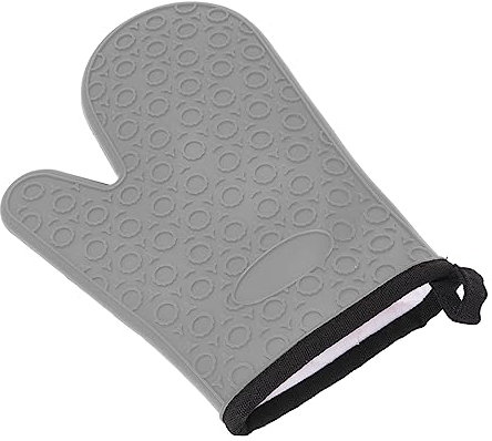Silicone Oven Mitt Heat Resistant Gloves Flexible Thick Gloves High Temperature Resistant Waterproof Slip Proof Kitchen Baking Glove with Cotton Liner for Cooking (Gray)