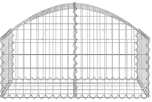 Natulvd 100x50cm Long Gabion Basket, Arched Galvanized Iron Mesh Fencing, Gabion Wall Garden Fence, Metal Gabion Cage for Landscape Patio Backyard (40-60CM H)