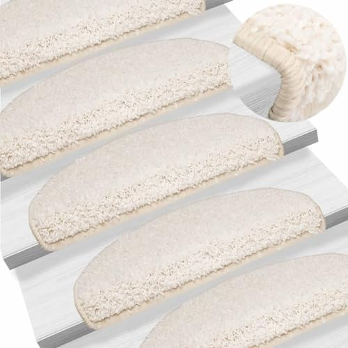 AUUIJKJF Home Items, Teppich-Stufenmatten 15 Stück, weiß, 65 x 21 x 4 cm, passend für Möbel