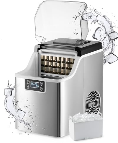 Wilprep Eiswürfelmaschine klein mit Selbstreinigung Eiswürfelbereiter 22kg/24h Eismaschine mit LCD-Bildschirm Eismaschine aus Edelstahl für Büro, Restaurant, Bar, Café (22KG Tagesleistung)