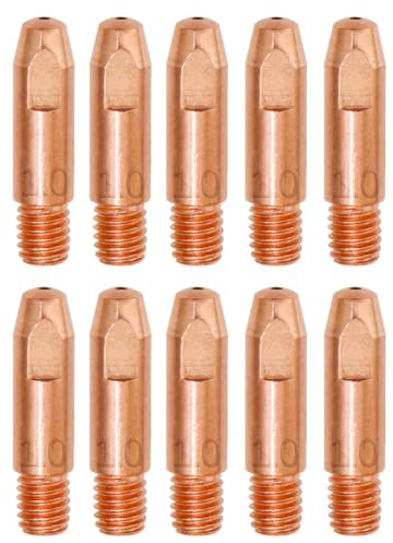 RYXZEN 10 Stück 1.0MM Kupfer Kontaktspitze Schweißdüsen Stromdüse M6 0.0394 Zoll Schweissgerät Schweißzubehör Verschleißteile Set für 24KD MB24 MIG MAG Schweißbrenner