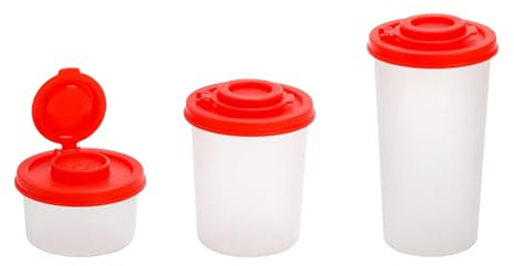 3 Pack Salt and Pepper Pots Salt and Pepper Shakers in a Range of Sizes Pepper Set for Home, Camping, Picnics, Lunch Boxes Transparent Salt Pepper Set
