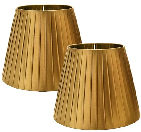 LEDSone Moderner Lampenschirm aus Metall im industriellen Stil für Wand- und Tischlampen, inklusive kostenloser Reduzierplatte für Kneipen, Cafés und Restaurants (Gold & Braun – 2er-Pack)