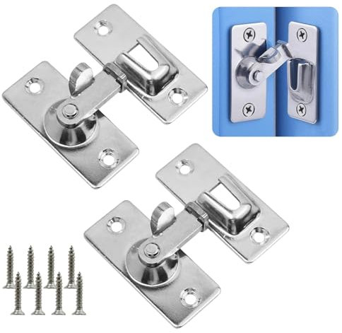 2 serrature per porta ad angolo retto a 90 gradi, in acciaio inox, serratura a 90 gradi, serratura scorrevole con serratura, serratura a 90 gradi con fibbia per porte in legno, metallo e scorrevoli