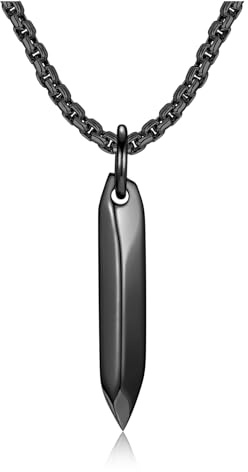 Jovivi Mens Necklace for Men Jewellery,Stainless Steel Black Hexagonal Pendant Necklace Men's Gifts for Men Dad Fathers Day Birthday