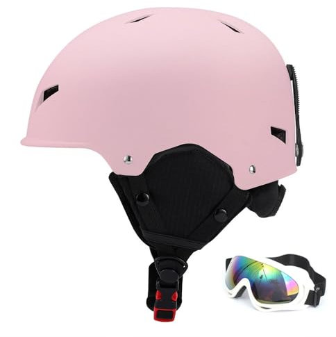 Unisex-Skihelm, Atmungsaktiver Skihelm, Verstellbare GrößE, Snowboardhelm mit ABS-Schale(#2 Light pink,S(48-54CM))
