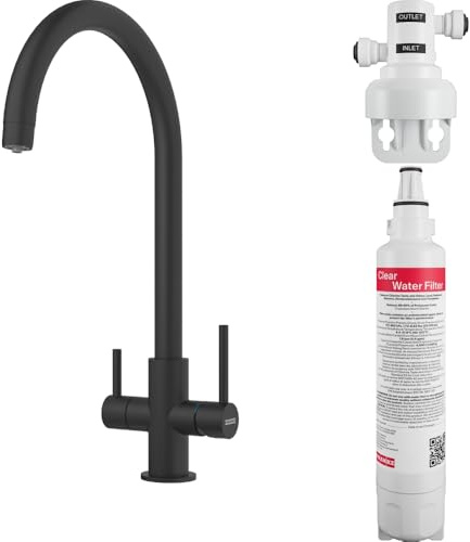 Franke 160.0702.681, Grifo de cocina para agua filtrada Lina Clear Water, Matte black