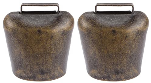 YARNOW 2pezzi Campanacci Bestiame in Metallo Bronzo Antico Campane Mucca Leggere e Resistenti Allarme Sonoro Per Pascolo e Animali Da Fattoria Decorazione Vintage Elegante