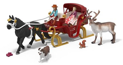SCHLEICH Horse Club - 2025 Festive Horse Club Advent Calander - Includes 31 Toys Including Mare, Sleigh, 2 Riders, Reindeer, Dog Figure - Holiday Event Calendar for Christmas - Kids Ages 5+ | 99179