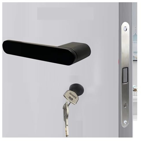 JAQVCTSC Serratura for porta da camera minimalista italiana, serratura magnetica silenziosa for porta interna, maniglia ecologica in lega di zinco grigio spazzolato