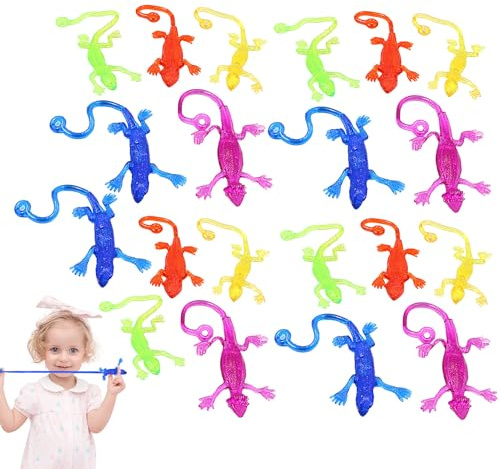 Lagartijas Elásticas Pegajosas - Multicolor, Goma, Juguetes Niños | Set Interactivo De Trepadores Adhesivos + Sorpresas Divertidas para Bolsas Fiesta Infantil Y Relleno De Canastas Pascua