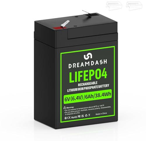 6V 6Ah LiFePO4 Battery Lithium Rechargeable, Life Span > 3000+ Cycles | 2.76*1.85*4.21in, works from -20℃ to 60℃, IP55 for UPS, Solar Wind power system