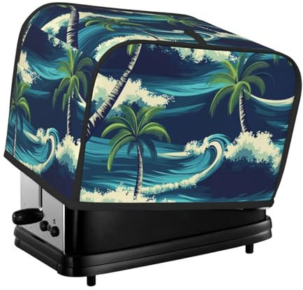 Generic Copertura antipolvere per tostapane con stampa di palme, adatta alla maggior parte dei tostapane standard, piccoli elettrodomestici da cucina, protezione per macchina del pane