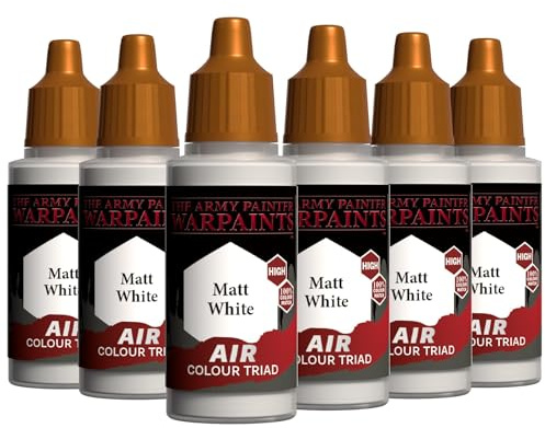 The Army Painter, Airbrush-Ready Paint White, Weiß mit 6x18ml Acrylfarben | Vorverdünnter Acrylfarbe für Spritzpistolen – Sprühfarben für DnD- und Warhammer-Miniaturen