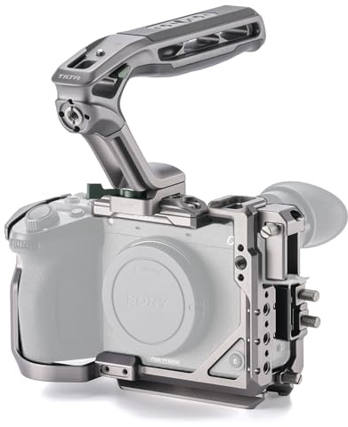 Tilta FX2 Cage, gabbia completa per fotocamera compatibile con il kit base Sony FX2 con impugnatura superiore Xeno, guida NATO, filettature 1/4“-20 e 3/8”-16 - Grigio titanio TA-T88-B-TG