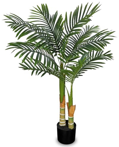 Briful 3Ft Artificial Palm Tree in Pot Floor Plant - 90 CM Large Artifial Plants with 2 Trunks & Adjustable Leaves, Fake Palm Tree Decorative Tropical Plant for Living Room, Office, Porch Decor