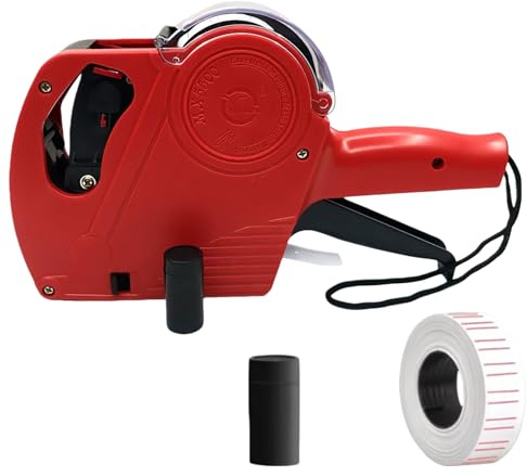 Preis-Tag-Maschine,Aufkleber für Details,Moderner Etikettendrucker, Hand-Etikettenhersteller, Preisauszeichner 1 Linie 8 Zeichen Einzelhandel Preisschild Pistole Kit Etikett und 2 Tintenpatronen