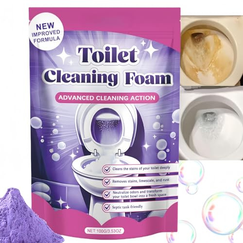 Fiz/zclean Toilet Bleach Cleaner Foaming Powder,No Touch Toilet Bowl Cleaner with Foam Action,Pro/fessional Cleaning Products for Sparkling Clean & Odorless Toilets,Household Essentials,Easy Use