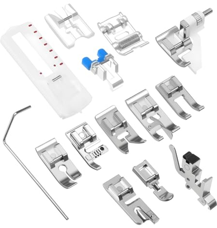 14 Stück Nähfuß Set, Universell Nähmaschinenfuß Saumfuss für Nähmaschineeinsetzbar Nähfuß Multifunktions Nähmaschinenfuß Haushaltsnähmaschine Nähfüße für Brother, Singer, Janome