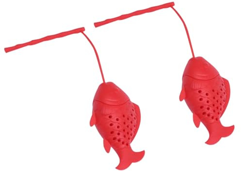 Passoire à Thé Poisson en Silicone, Lot de 2, Infuseur | Filtre Réutilisable Rouge, pour Thé en Vrac, Herbes et Épices, Nettoyage Facile