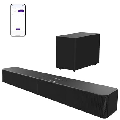 ULTIMEA Barre de Son TV avec Caisson sans Fil, 240W Puissance Max, VoiceMX & BassMX, Contrôle Via App, 2.1ch Barre de Son, Basses Réglables, HDMI, Optique, Bluetooth® 6.0, Poseidon M30 (Modèle 2026)