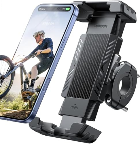 JOYROOM Support de téléphone vélo et Moto 2026 amélioré, avec Rangement pour Tracker et Fermeture Rapide en 1s, pour vélo de Route, VTT, Trottinette, Compatible Smartphones 5,8-7,2 Pouces