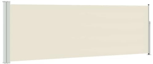 Foknhdi Toldo lateral de 100 x 300 cm, color crema/gris, poliéster y poliuretano, extensible para balcón y protección solar